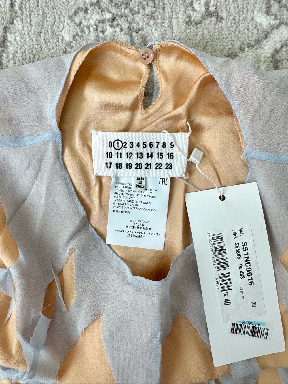 Maison Margiela Pale Blue Deconstructed Silk Top with Underlay - Size 40IT - Picture 3 of 11